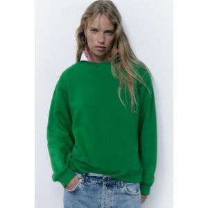 Green Zara Crew Neck Long Sleeve Cotton Pullover Sweatshirt (NWT)